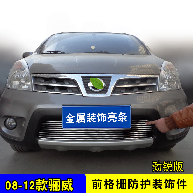 08-19款骊威中网改装饰条 前脸专用保险杠汽车用品配件防虫网亮条