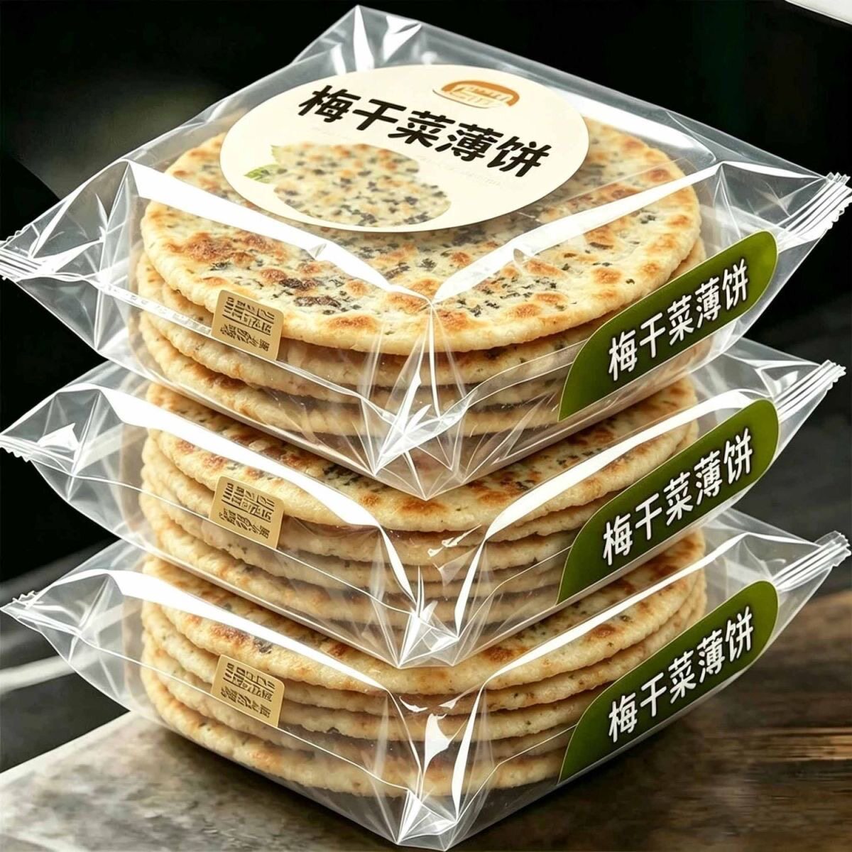 正宗梅干菜薄脆饼锅盔安徽黄山烧饼梅菜特产开袋即食小吃碳烤烧饼