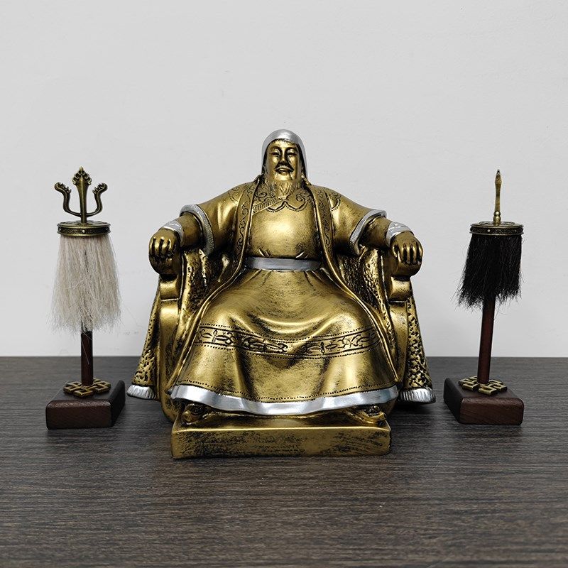 苏鲁艺旗件苏力德成吉思汗坐像装饰品战摆蒙古特色树脂装饰工锭品