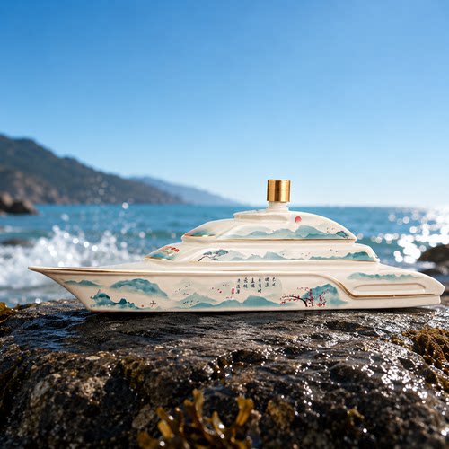 陶瓷酒坛密封山水画纹家用储酒