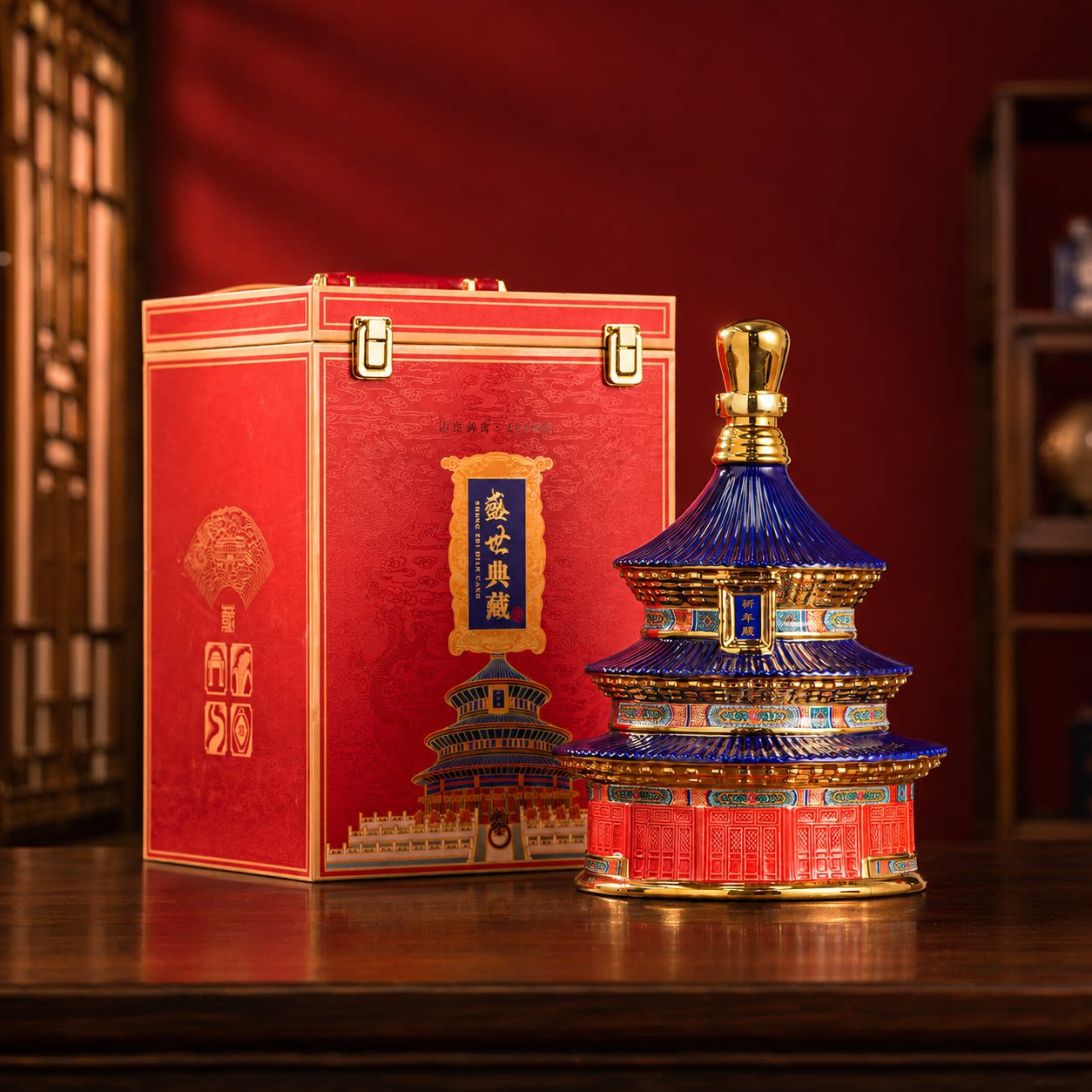 宫廷风陶瓷金边大容量酒坛礼盒