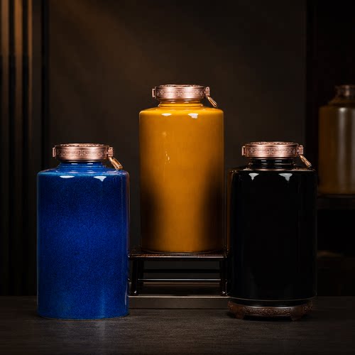 陶瓷酒坛密封储酒器三色装