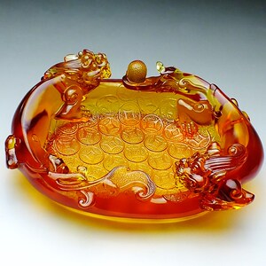 琉璃物宝盆摆寓招财聚财水晶搬家适合送的新房子乔迁礼聚件意好
