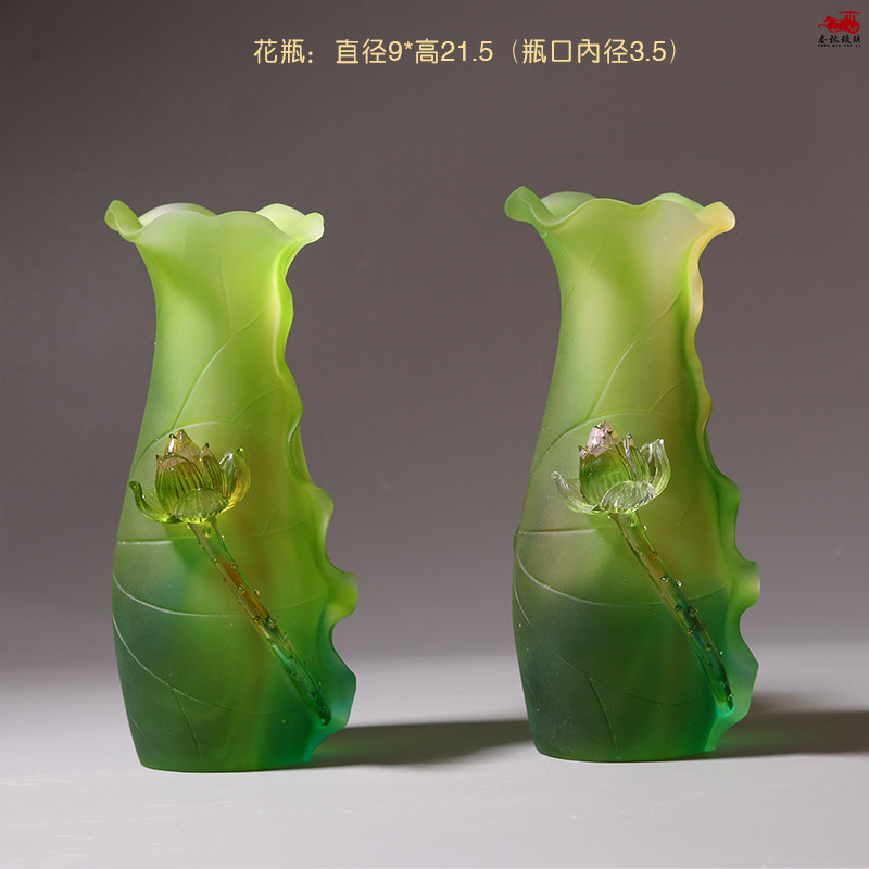 古法琉璃青莲佛炉花瓶供盘净水杯香具莲花佛堂观供音佛插花摆件