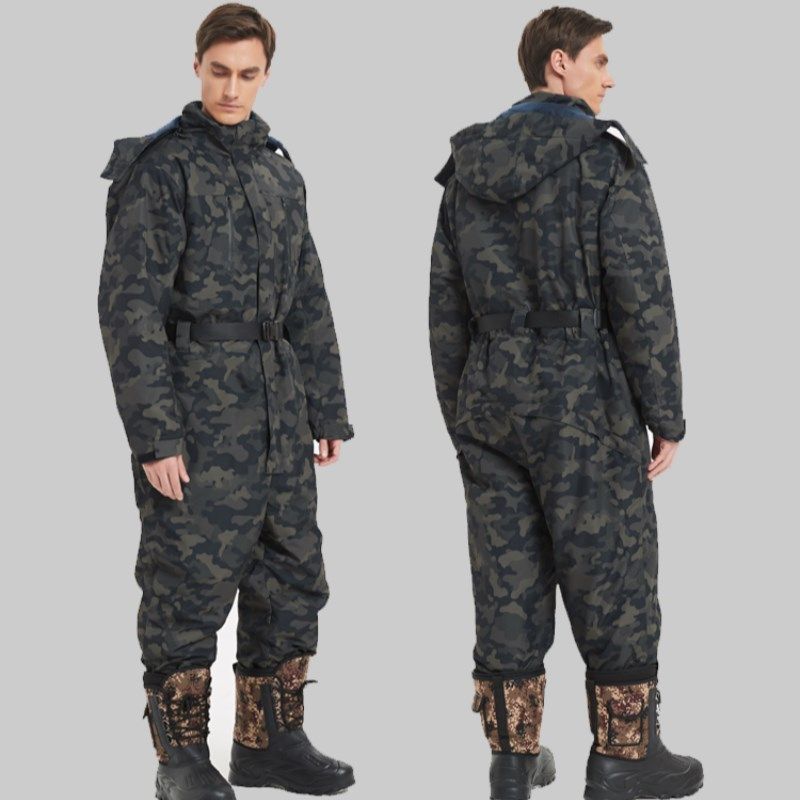 冬季钓鱼服防水锚鱼服冰钓棉羽冷库风电工作服海钓连体防寒服绒服