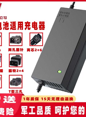 立马电动车锂.池充电器48V54电6V60VA1.4V2A3A4A57星恒正特两圆针