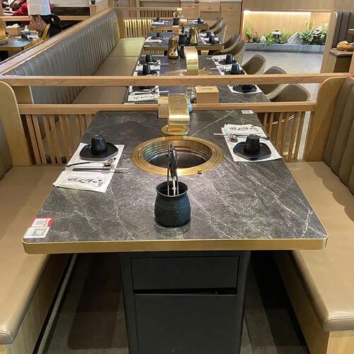 甄选gy火锅桌电磁炉一体大理石韩式无烟烤肉桌子商用炭火自助烤肉