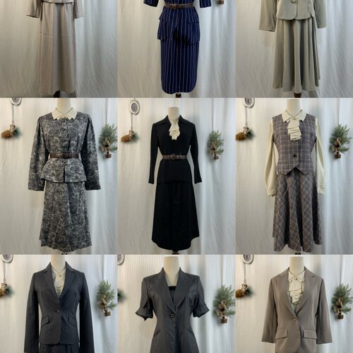 vintage古着日制女士春夏薄款套装复古港风昭和百搭女西服套装182