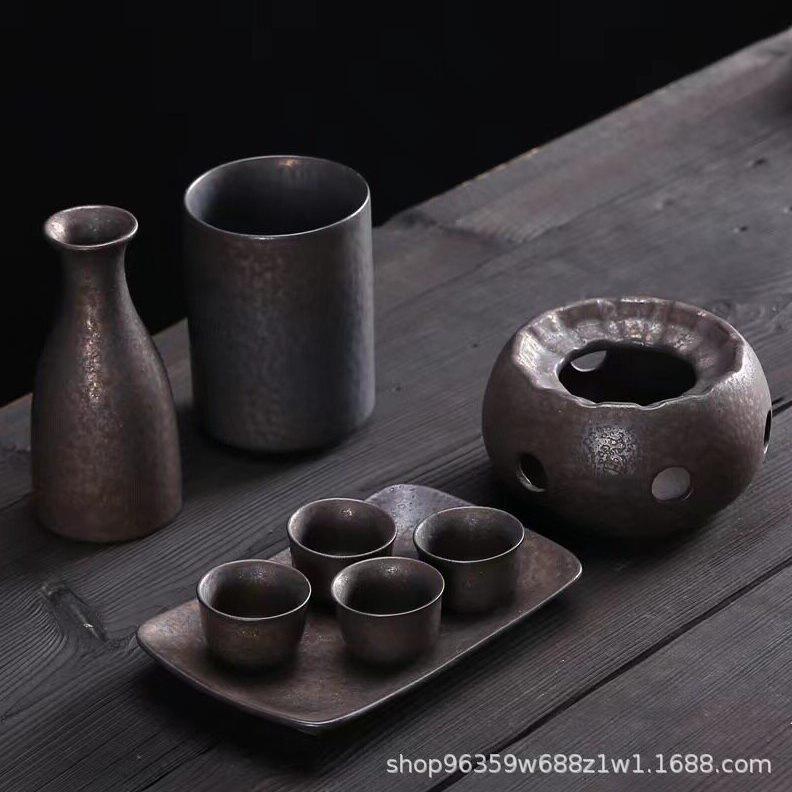 甄选日式清酒酒具套装家用烫酒壶温酒器仿古陶瓷白酒杯中式黄酒温