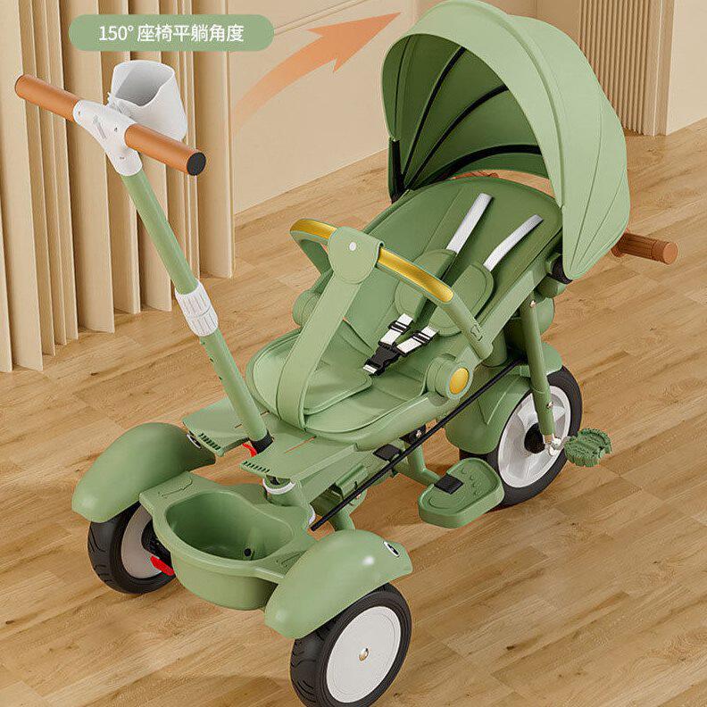 甄选儿童三轮车手推车1-3岁婴幼儿童脚踏车音乐童车三合一遛娃车