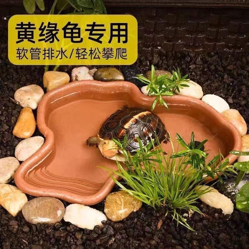 养龟专用盆龟盆水陆两用半水龟饲养箱黄缘龟宠物爬宠造景两用缸