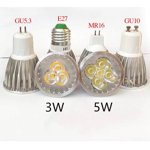 LED灯杯220V GU10插脚MR16射灯灯泡E27螺口GU5.3插针3W5W光源射灯