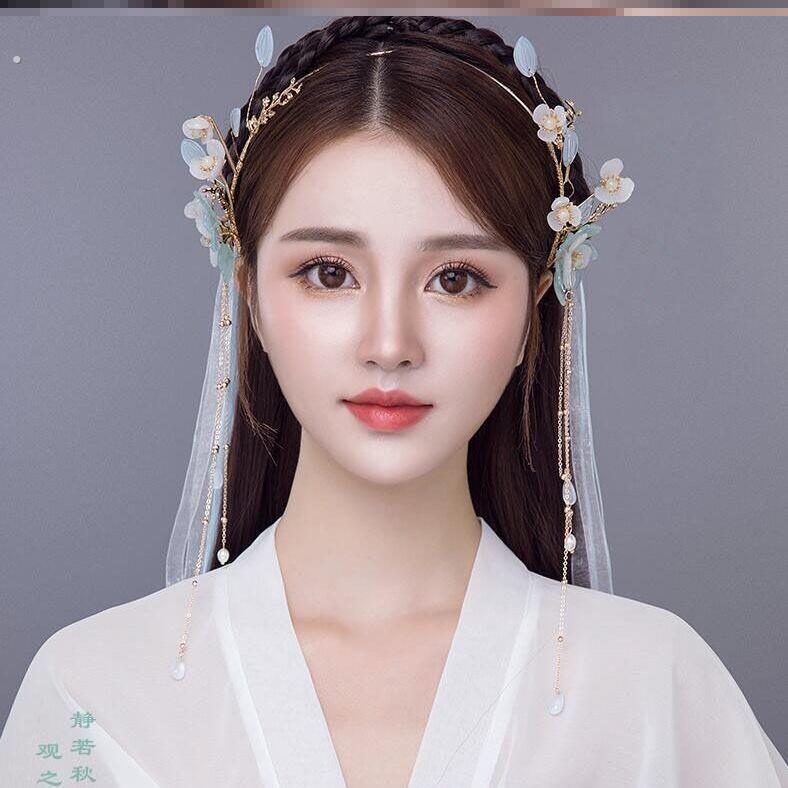 汉服头饰流苏步摇古风圣母光环仙女发箍懒人发箍女童短发古装发饰