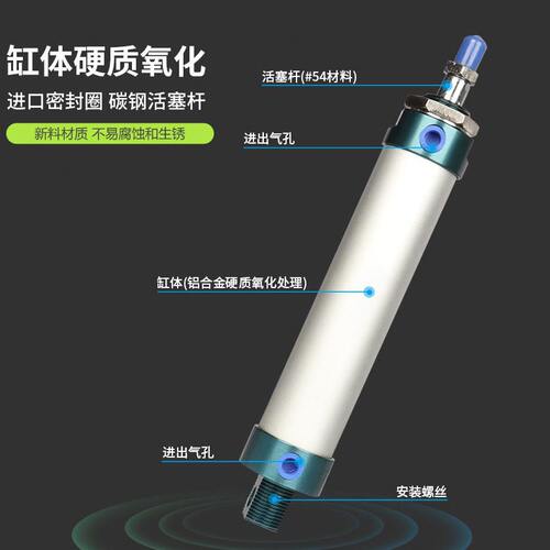 甄选小型气动铝合金迷你气缸MAL16/20/25/32/40*25X50X75X100X150