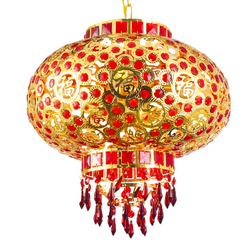 阳台旋转灯笼过年结婚乔迁喜庆LED走马灯发光水晶新年电动红灯笼