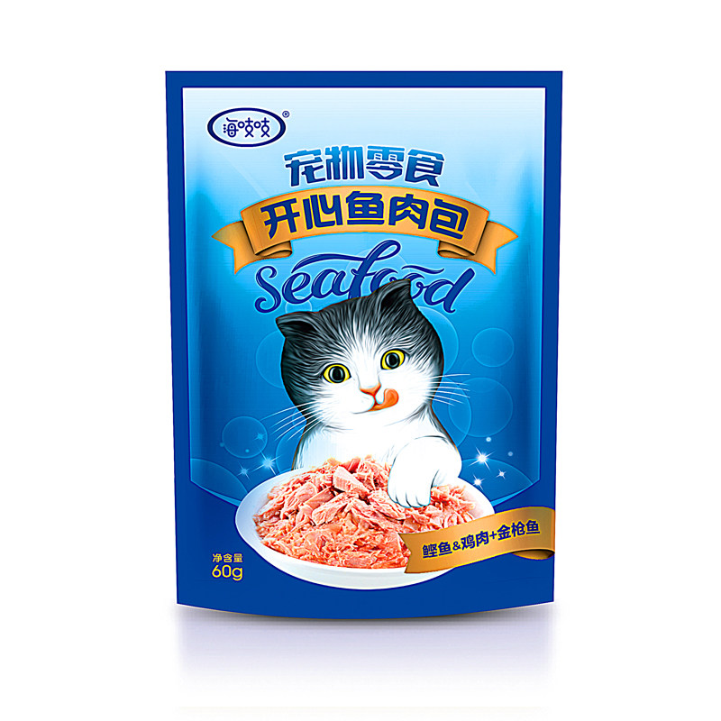 达里猫海吱吱开心鱼肉包鲜肉包猫湿粮猫咪零食罐头60g*12袋整盒
