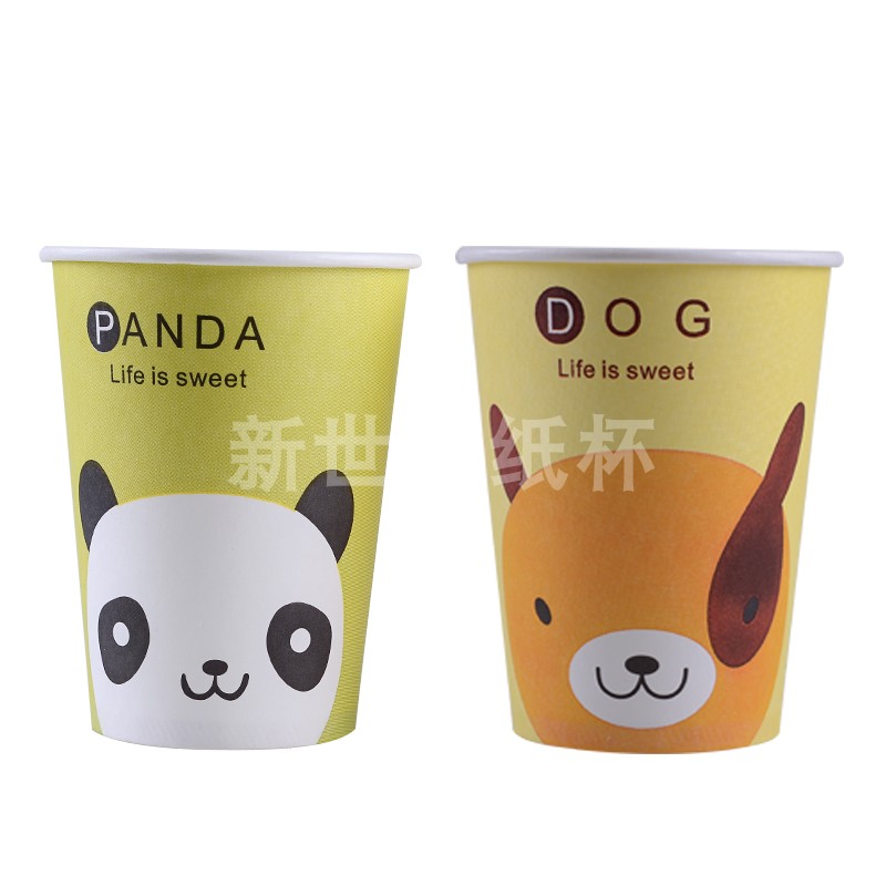 1000只卡通豆浆杯带盖包邮加厚一次性纸杯子粥杯奶茶打包杯商家用