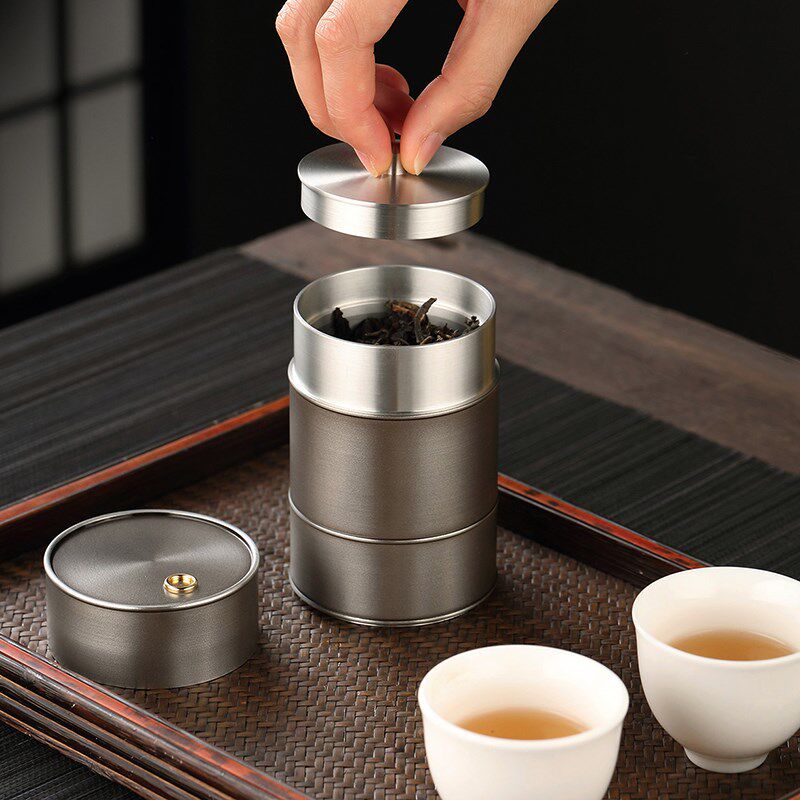 密封茶叶罐锡罐99%纯锡大小号迷你金属储茶罐随身旅行小茶罐茶仓