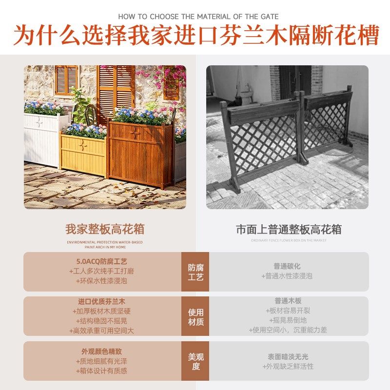 户外花箱围栏隔断露台成品室外庭院花槽组合花池外摆花园花坛护栏