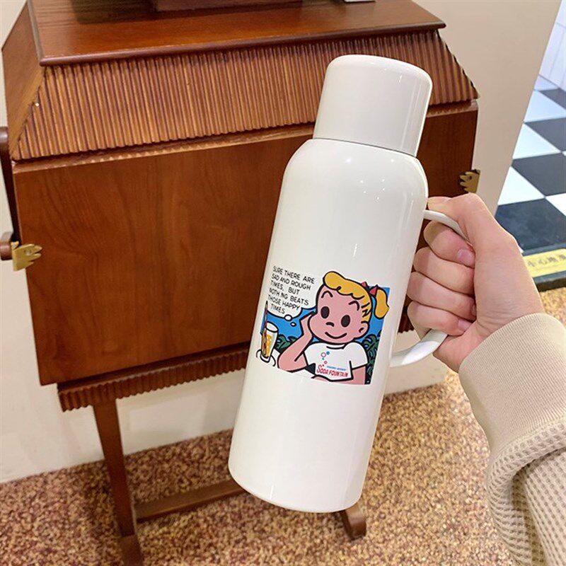 日式可爱保温杯大容量学生显温小号热水瓶316不锈钢水杯焖茶壶女