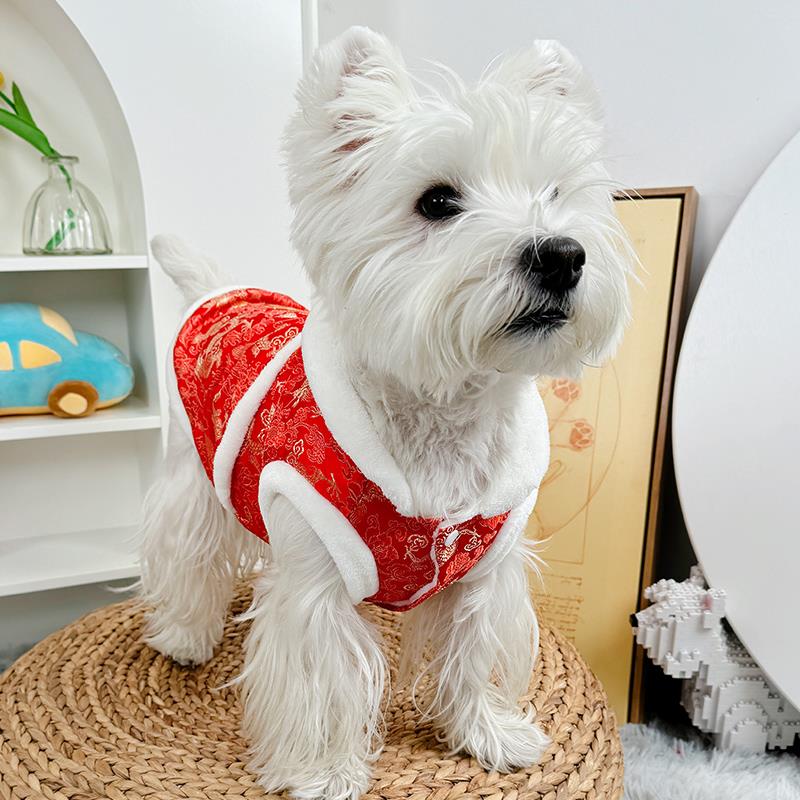 狗狗新年衣服冬款保暖猫咪过年宠物喜庆秋冬棉衣马甲小狗泰迪秋冬