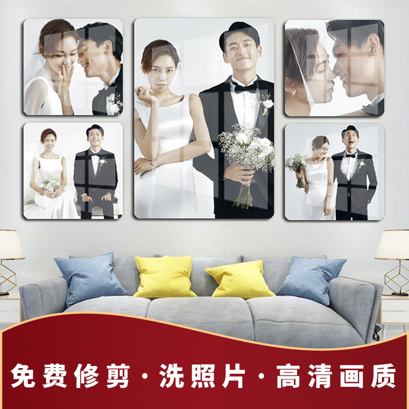 简约婚纱相框放大挂墙无框画照片墙组合洗照片打印定制做纪念收藏
