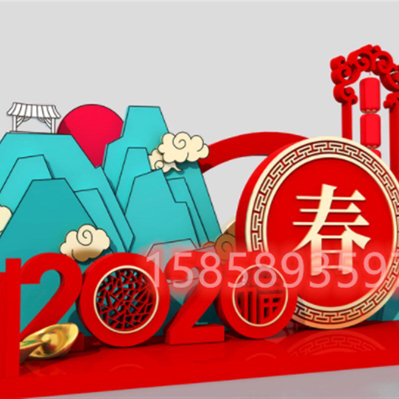 大型灯会展制作节日灯光布置商业街火车发光造型道具广场美陈布置