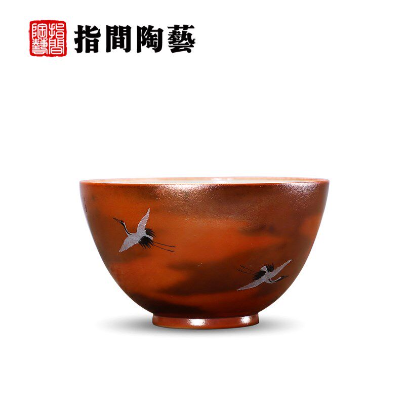 指间陶艺 等于堂柴烧杯 手绘茶杯 小芳茶盏品茗杯茶碗主人杯精品