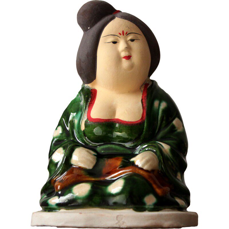 陶瓷仕女摆件陶俑胖妞艺术品复古收藏品做旧唐三彩装饰品礼品