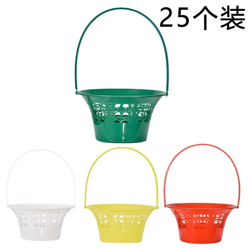绿提花篮塑料手色清明节祭清清明花篮祀明祭祖扫墓上坟花篮菊花篮