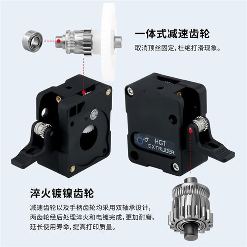 3D打印式配件 G款H新T挤出机 一体机减速双齿轮送料软性耗材可用