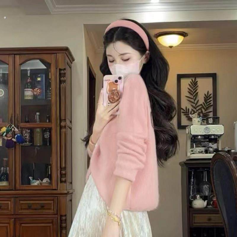桃红甜美少女~韩国粉色海绵丝绒发带2025新款高端甜美发束发饰