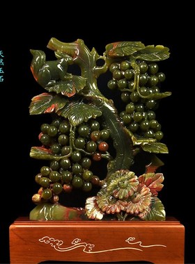 玉石葡酒摆饰家居中式客厅玄关办公室招财萄柜装件工艺品乔迁礼品