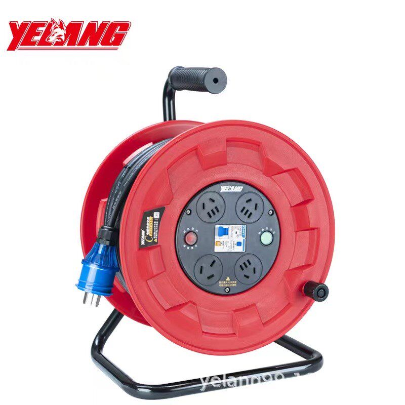 野狼YL3102线滚电缆盘插座220V 10A16A电源盘漏保线盘卷线盘50米