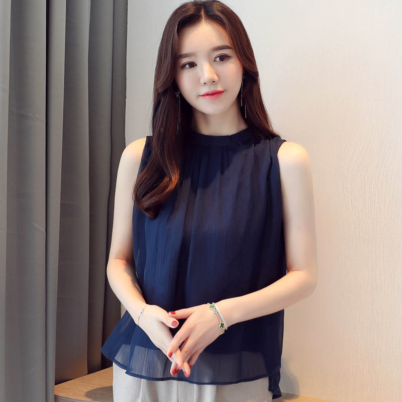 雪纺衫女t桖短袖女2021年夏季无袖上衣女露肩上衣沙衣服女薄削肩