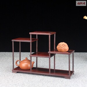 老红架枝博茶架小置物酸古具架多宝阁实木中式榫卯工艺品展示架子
