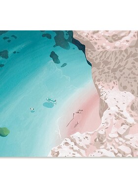 【特惠漏捡tYukiko Nori】ake插画复刻艺术版画海滩风景装饰画芯