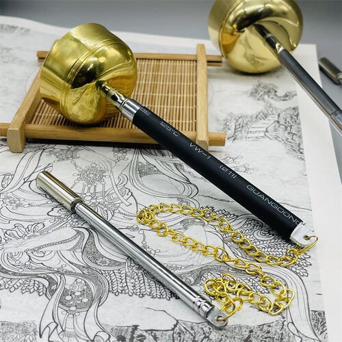 西藏纯庆引铜引磬引罄铜磬可伸缩佛堂用具品助念铛器叮法敲铃摆件