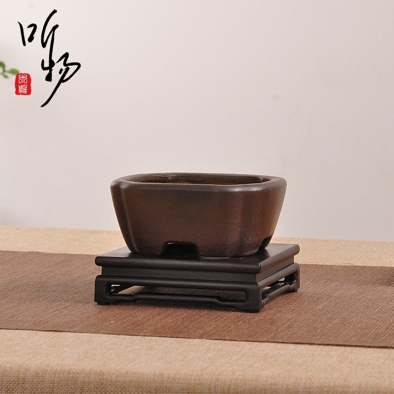 红木明式印章茶壶摆件方底座玉器奇石头文玩古董摆件底座实木托架