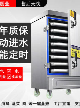 沁雾商用全自动电蒸箱燃气蒸饭柜智能蒸饭车米饭海鲜包子馒头整锅