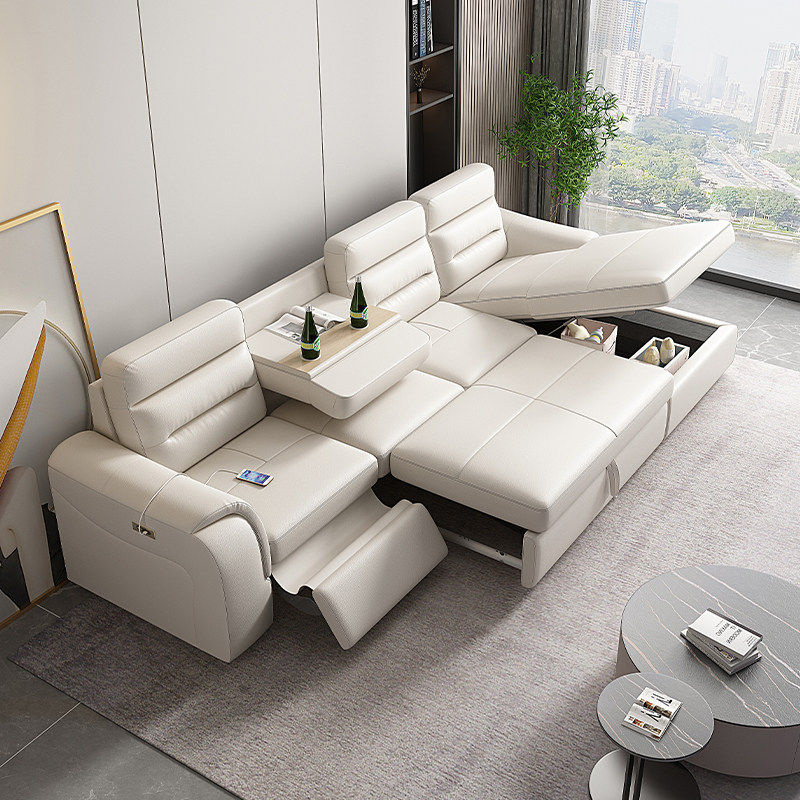 美国siommons席梦思施洛尼电动多功能沙发奶油风直排贵妃拉床真皮