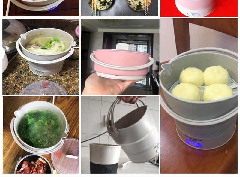 多功能电煮锅折叠火锅煮面可折叠式烧水壶便携游行电锅110V小家电