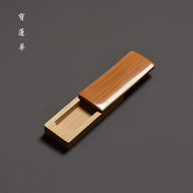手工万目精磨素面玉竹牙签盒 茶玩文玩手把件竹制印章盒 茶道用具