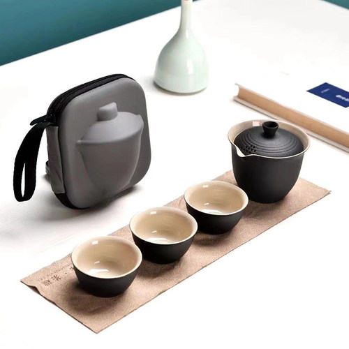 便携式旅行功夫茶具简约收纳快客杯一壶三杯户外茶壶礼品定制logo