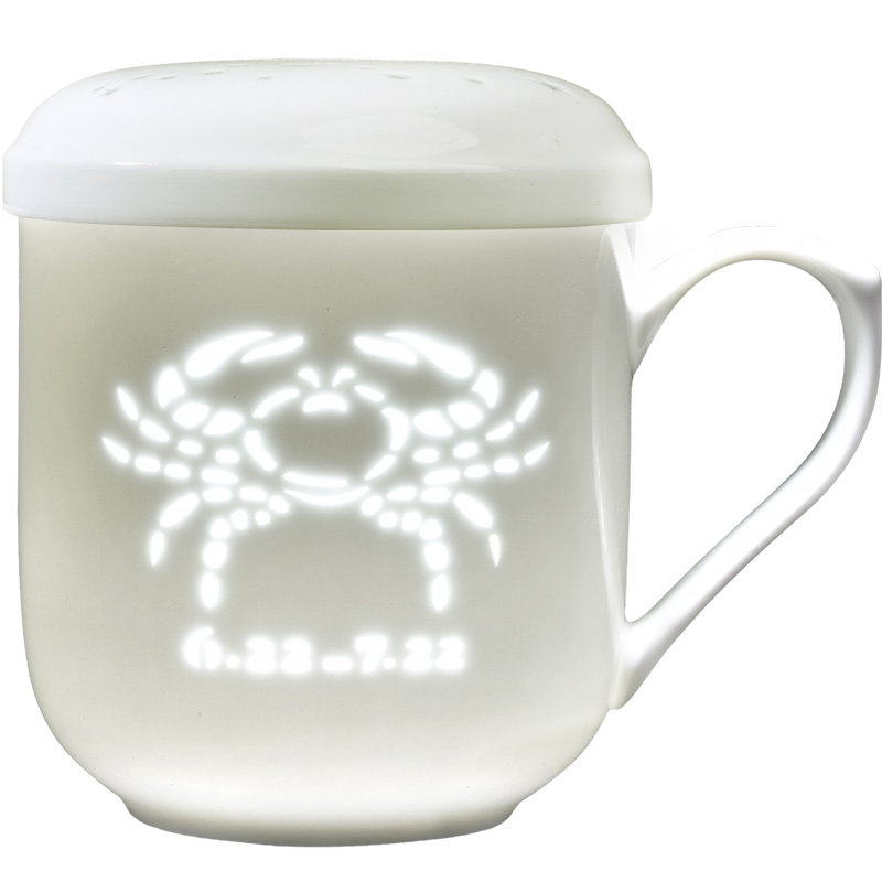 古镇陶瓷景德镇星座杯泡茶茶水分离茶杯带盖过滤杯玲珑白瓷马克杯
