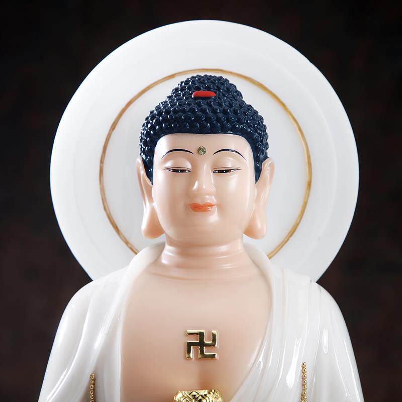 汉白玉西方三圣佛像供奉阿弥陀佛接引像南海观音菩萨大势至摆件