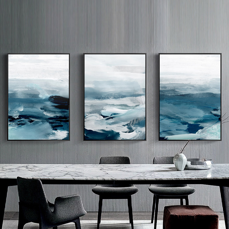 纯手工装饰画抽象画沙发背景墙有框壁画客厅三联画禅意挂画酒店