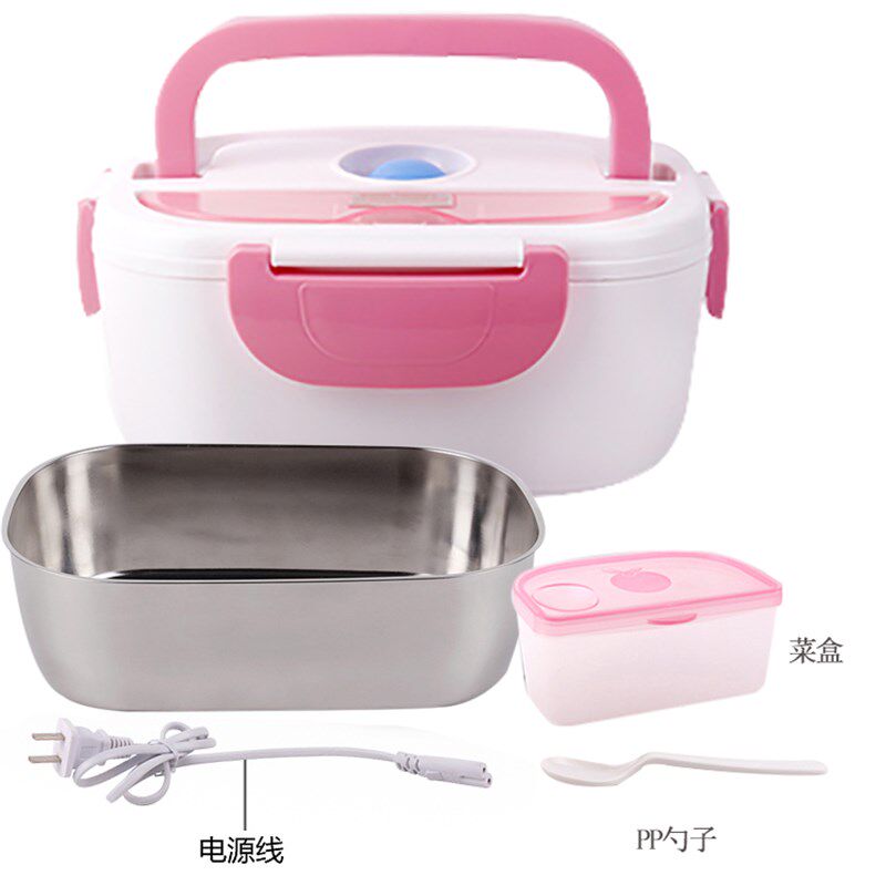 不锈钢加热车可保温饭盒载插 便携带饭器热饭电热带饭 110V电220V