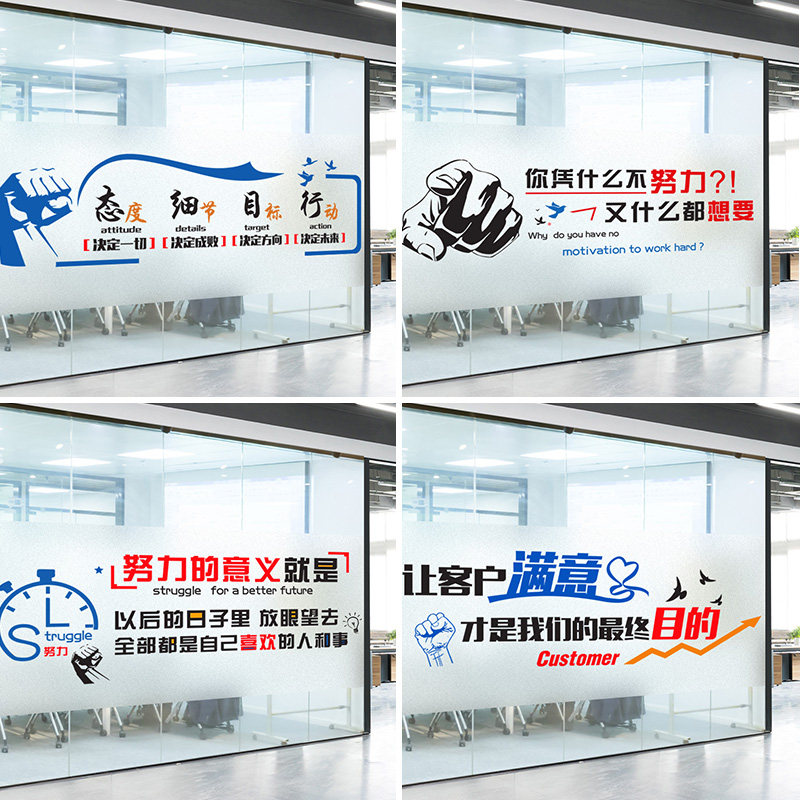 励志贴纸磨砂玻璃贴公司企业文隐橱窗贴透膜光不透明保护化私防窥