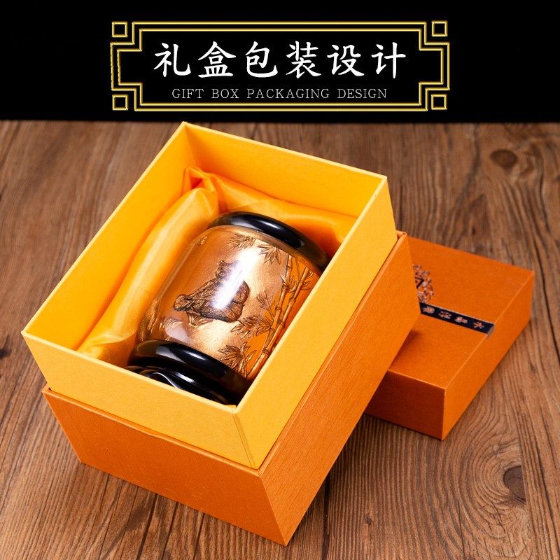 古典水晶浮雕笔筒中国风书房办公室桌面装饰品创意摆件出国送老外